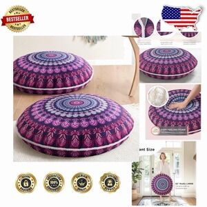 Codi Meditation Floor Pillow Round Seating Cushion Large Mandala Boho 32" 2 Pack